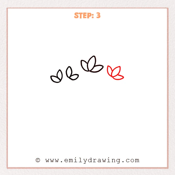 how to draw a branches - Four bud clusters for branches, including a small bud added on the far right.