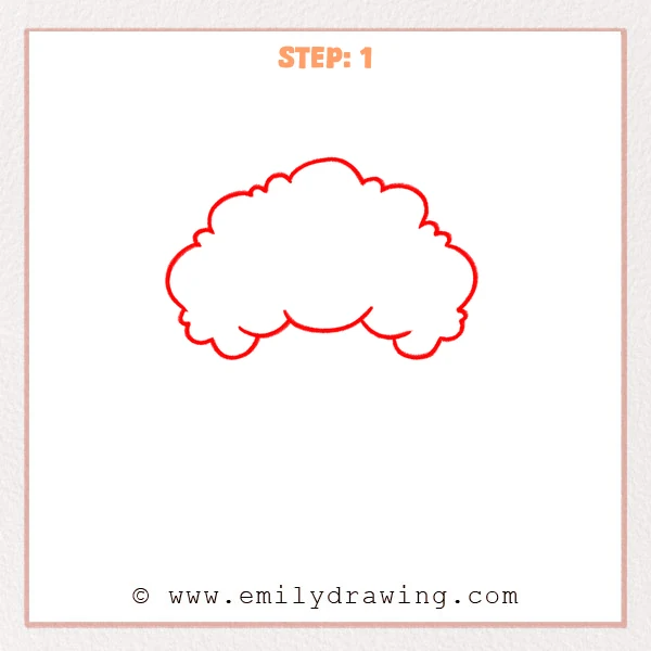 how to draw a broccoli - A simple cloud-like outline forming the top crown shape of a broccoli, with a curved opening at the bottom.