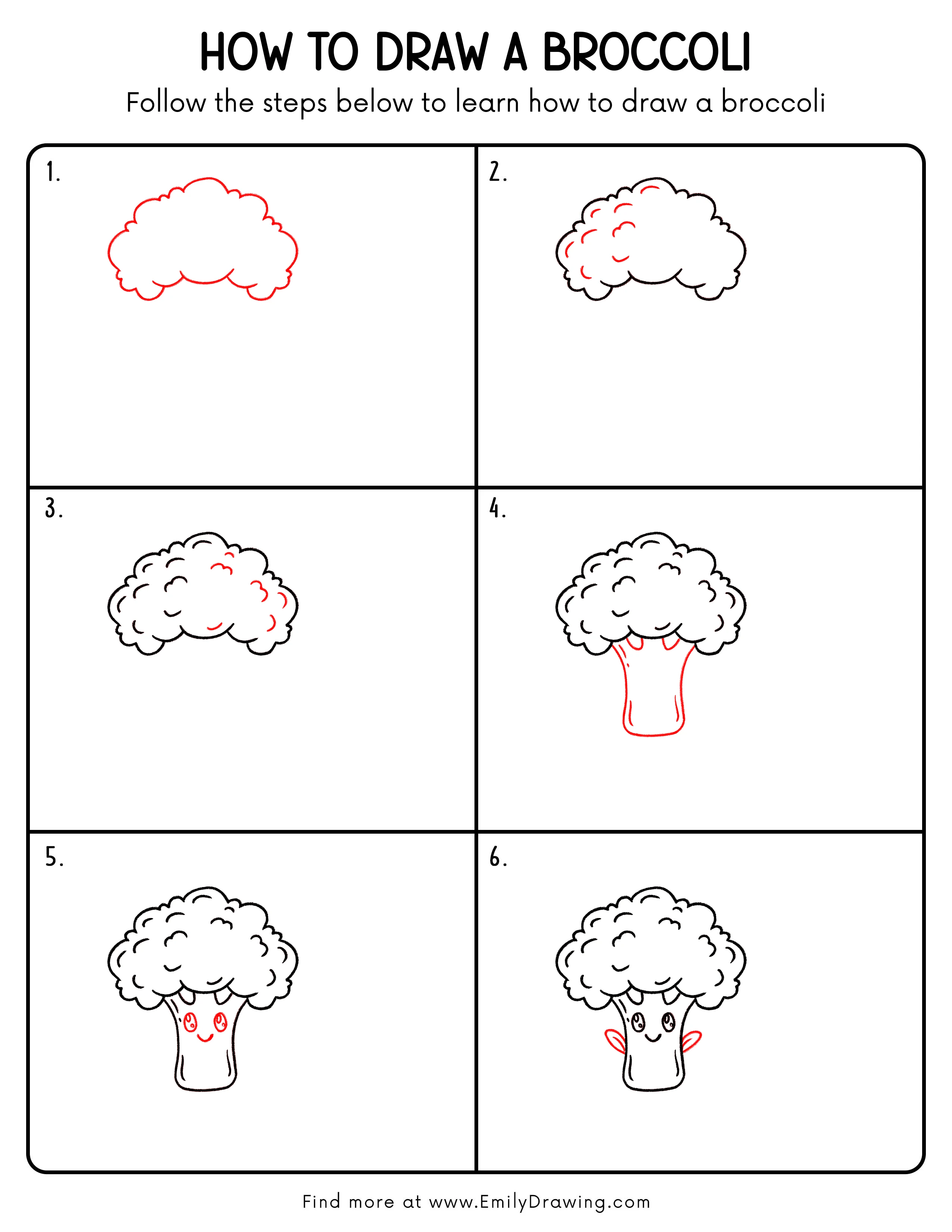 Printable Broccoli Drawing Guide