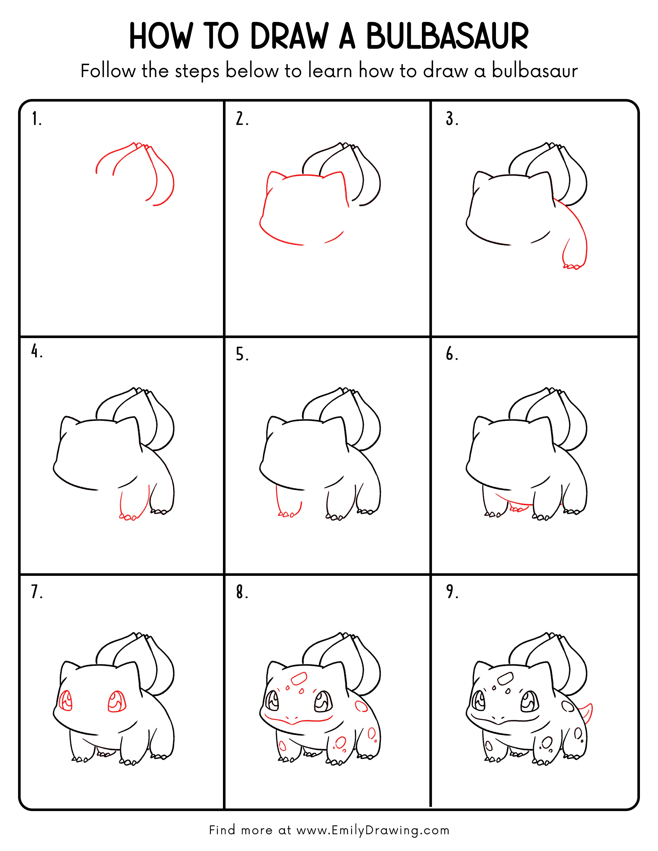 Printable Bulbasaur Drawing Guide