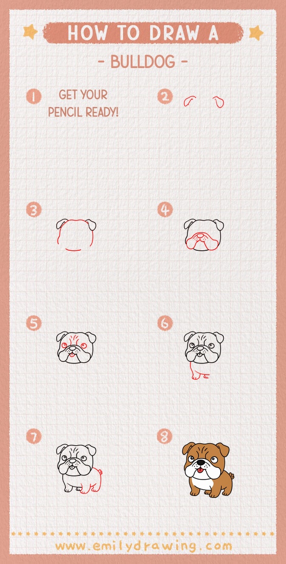 how to draw a bulldog pinterest pin