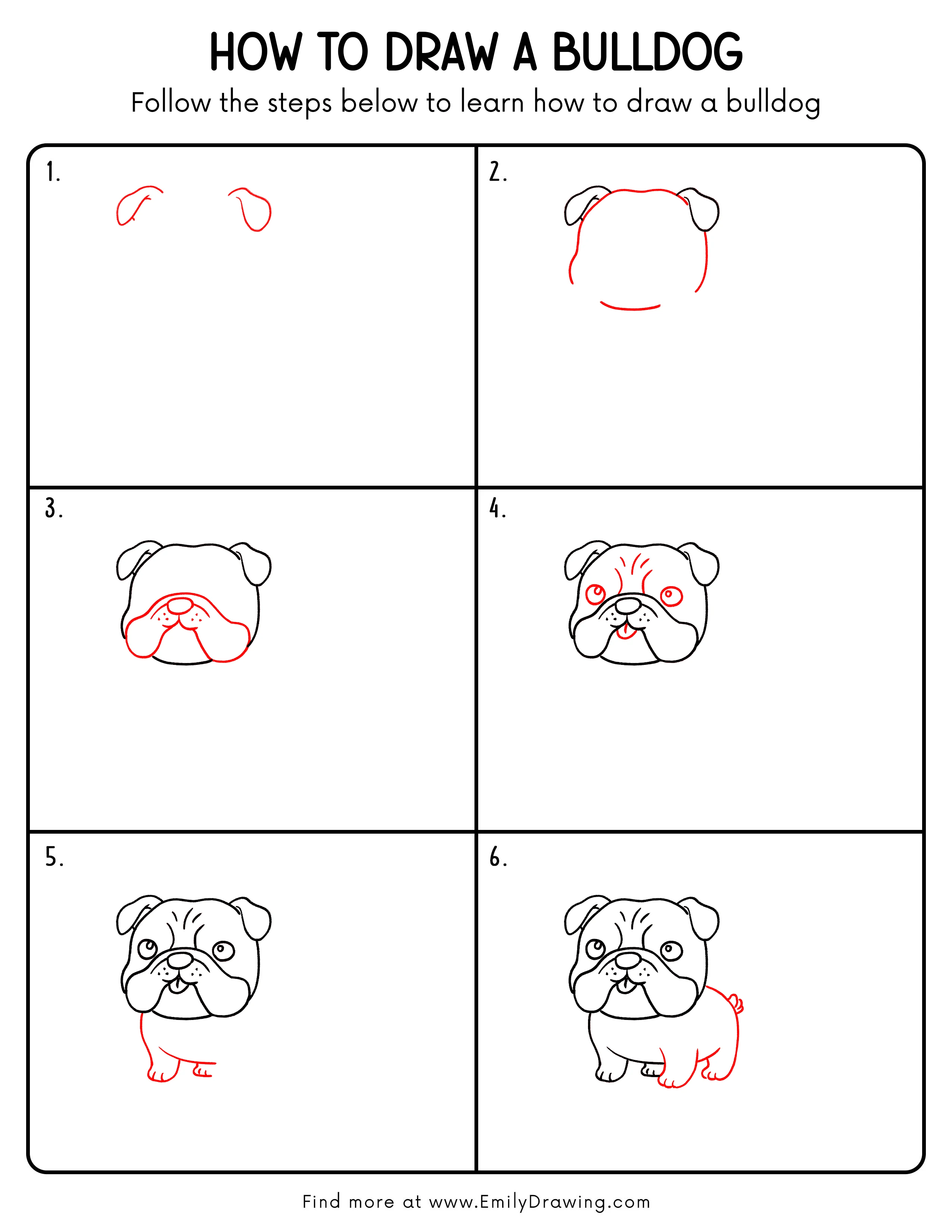 Printable Bulldog Drawing Guide
