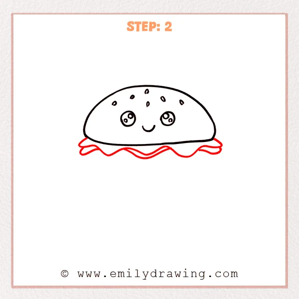how to draw a burger - Step 2