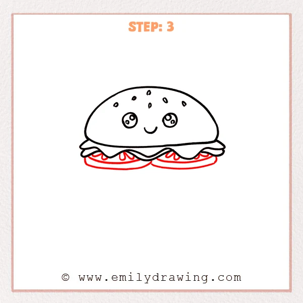 how to draw a burger - Step 3