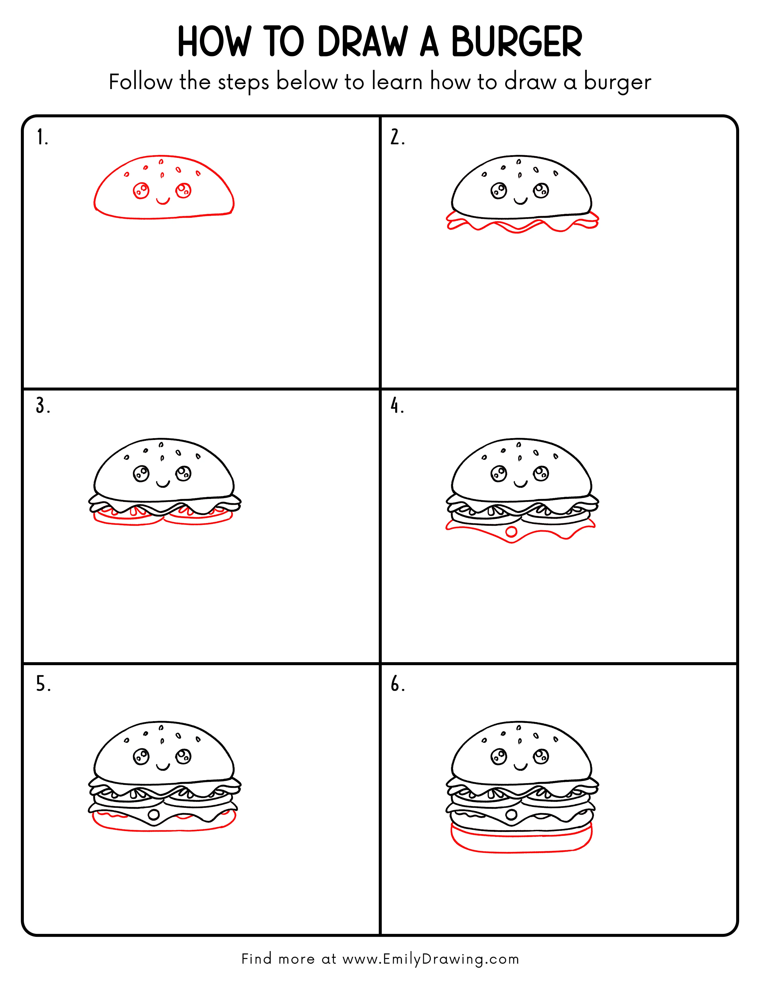 Printable Burger Drawing Guide