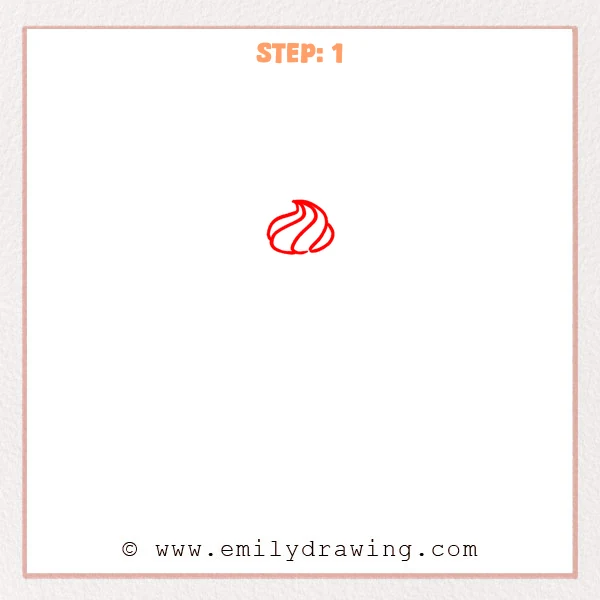 how to draw a cake - A simple frosting swirl outline for a cake, with three curved ridges and a rounded base.