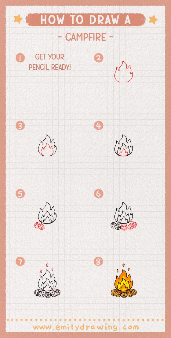 how to draw a campfire pinterest pin