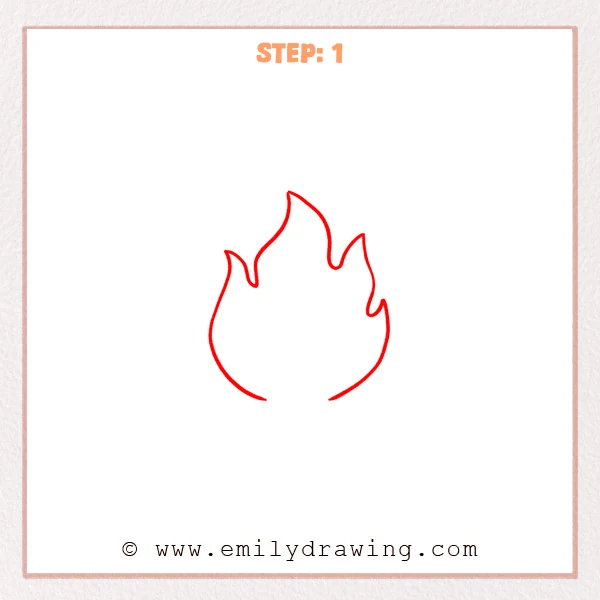 how to draw a campfire - A simple campfire flame outline with three wavy points and an open gap at the bottom.