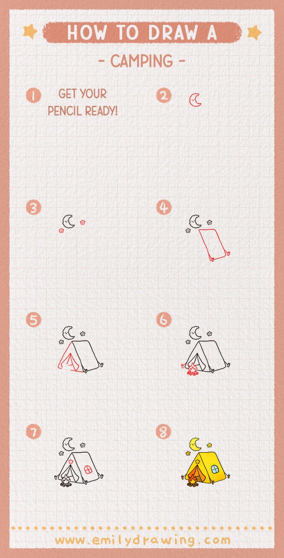 how to draw a camping pinterest pin