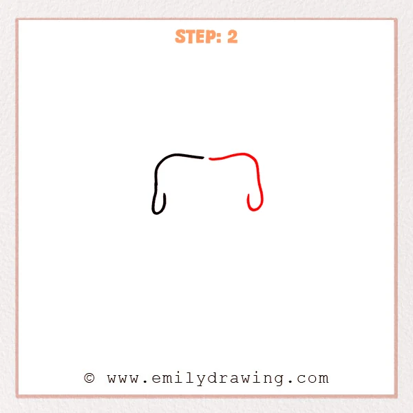 how to draw a candle - Second step of an easy candle drawing showing both sides of the candle outline and a slightly wavy top edge with a small center gap.