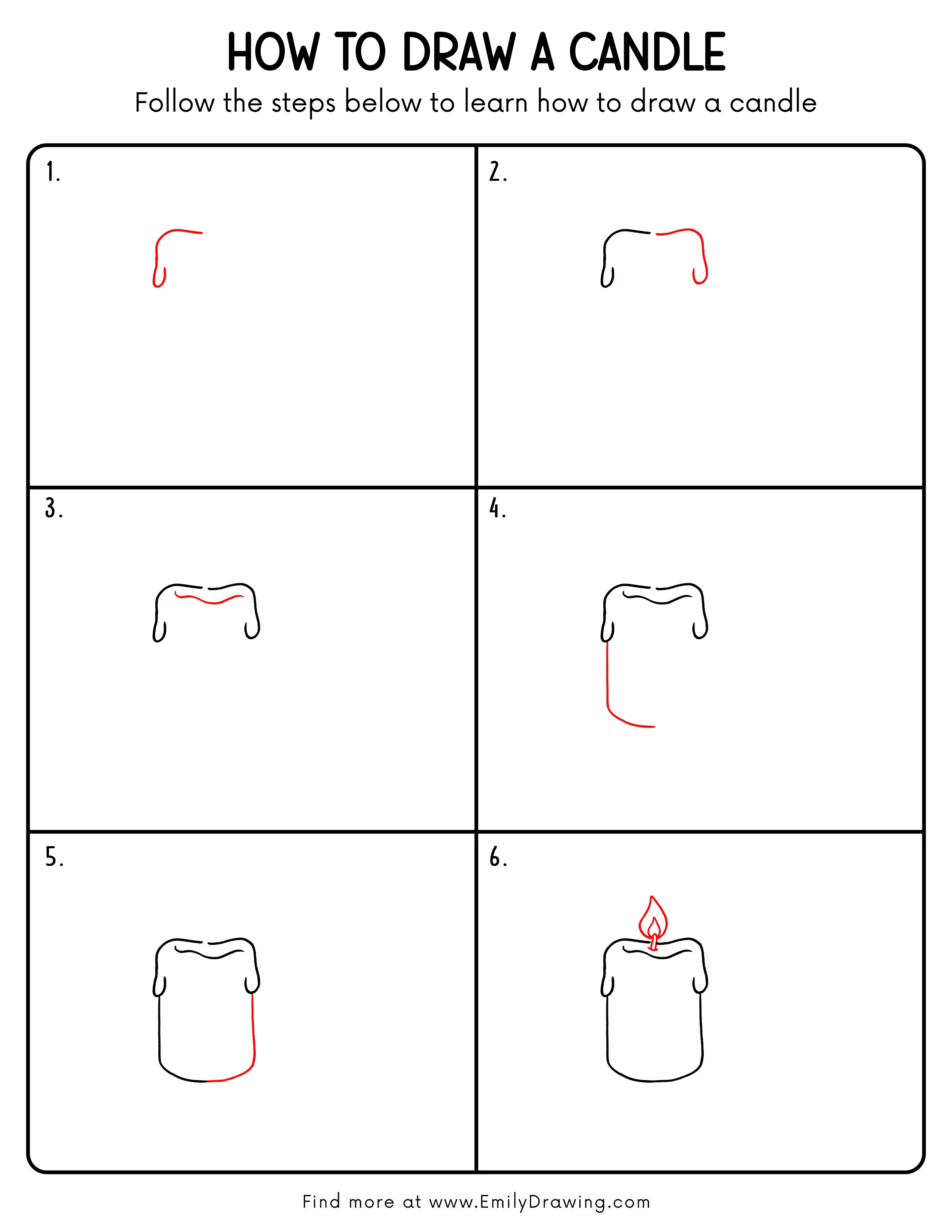 Printable Candle Drawing Guide