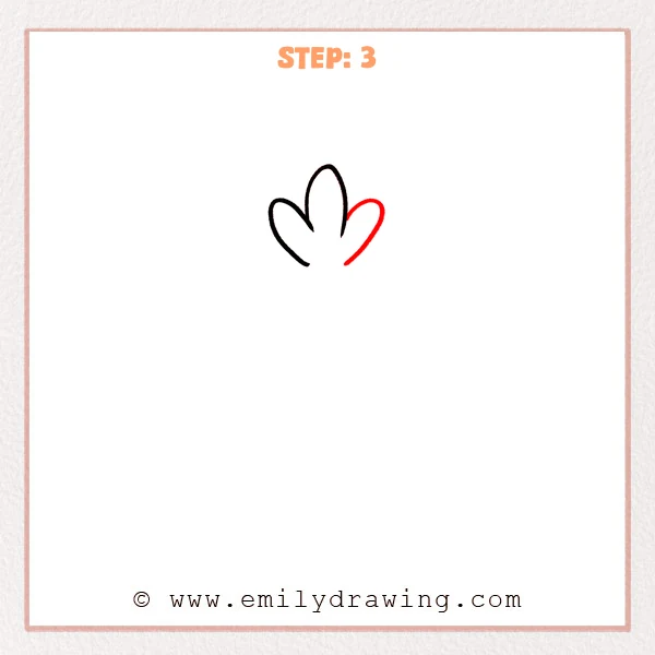 how to draw a carrot - Three simple leaf shapes form the carrot’s leafy top, with a new curved leaf added on the right.