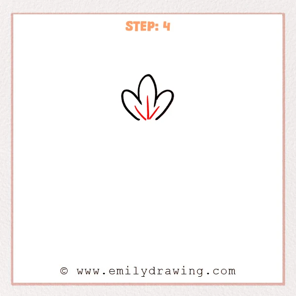 how to draw a carrot - Three carrot leaves now include simple inner vein lines, adding detail to the leafy top.