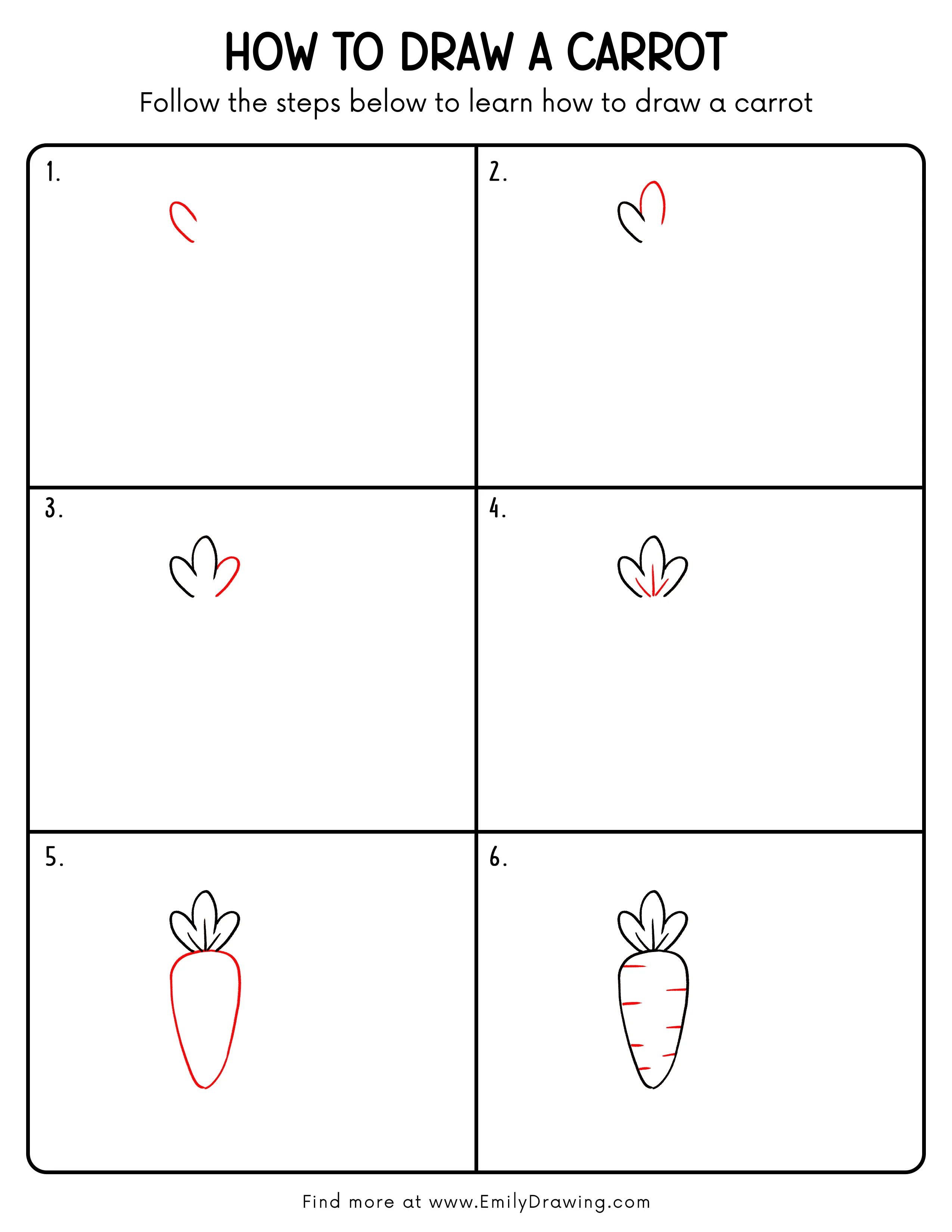 Printable Carrot Drawing Guide