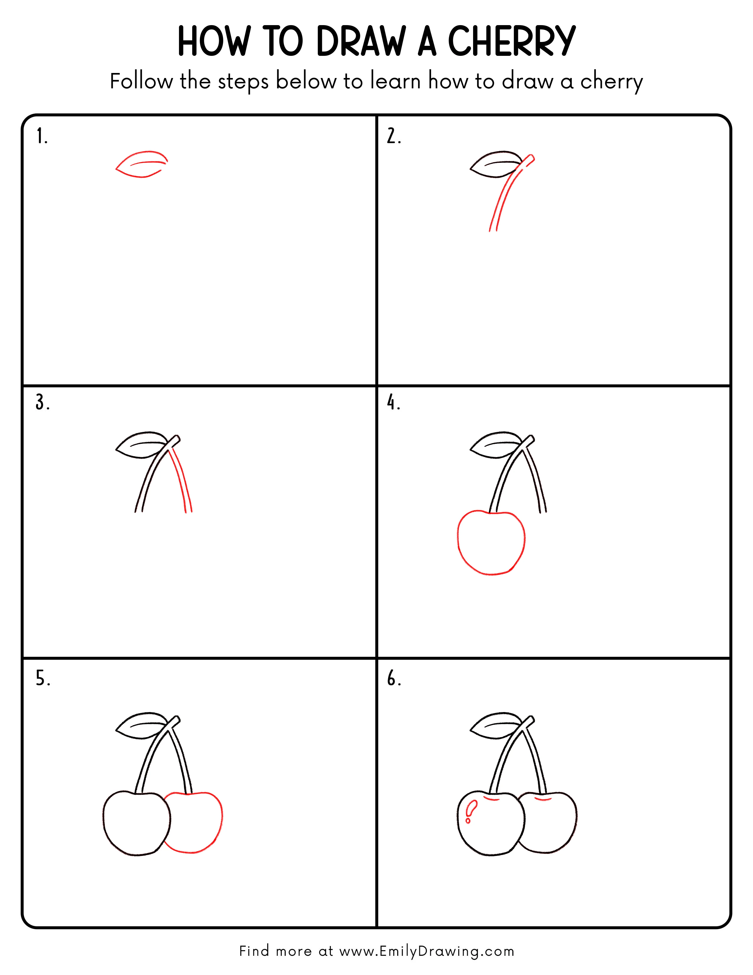 Printable Cherry Drawing Guide