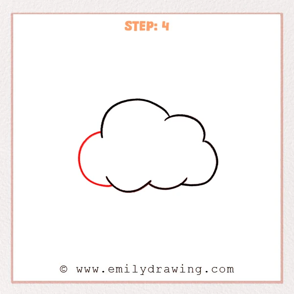 how to draw a cloud - A completed cloud outline with a large rounded puff added on the left side for a fuller shape.