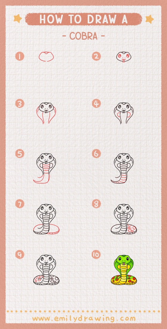 how to draw a cobra pinterest pin