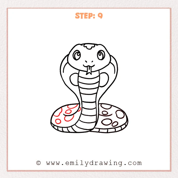 how to draw a cobra - Step 9