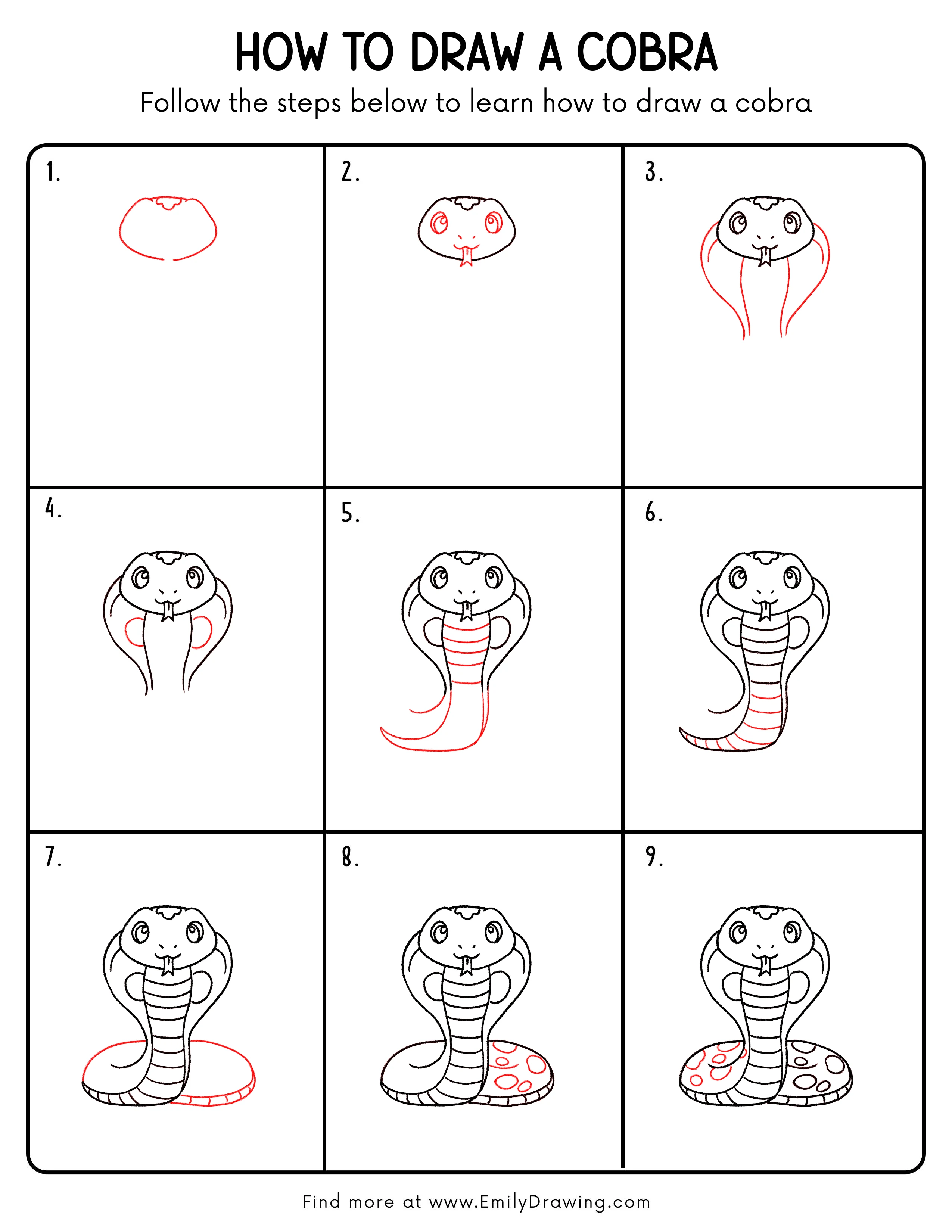 Printable Cobra Drawing Guide