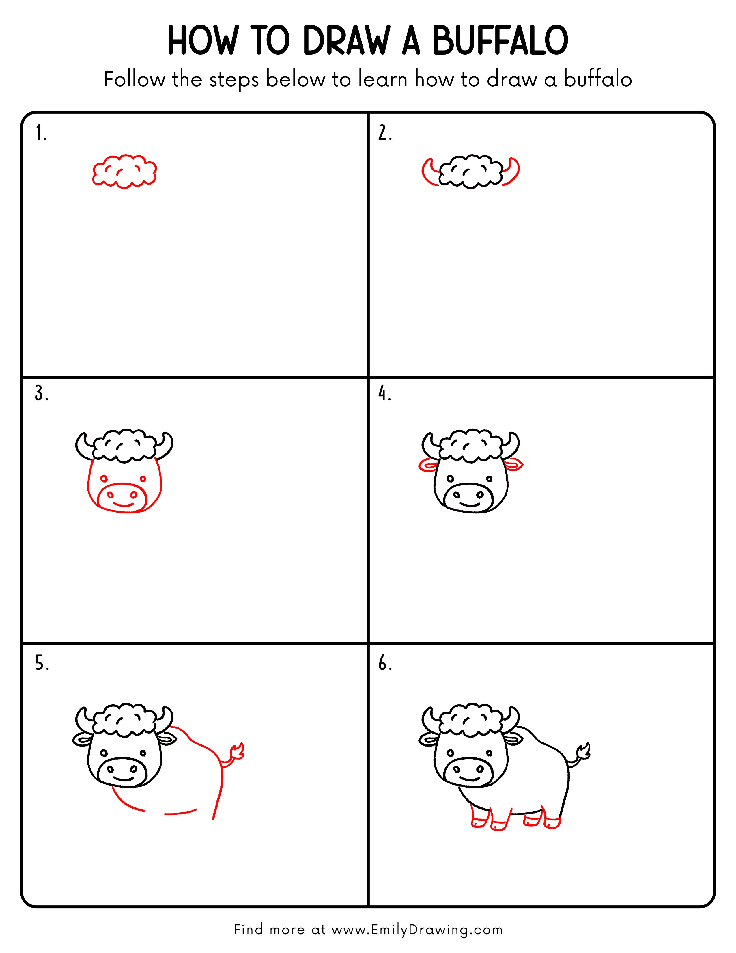 Printable Buffalo Drawing Guide