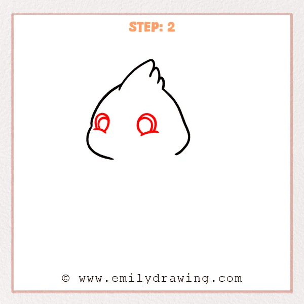 how to draw a cardinal - Step 2