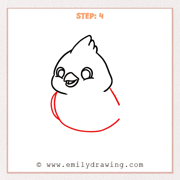 how to draw a cardinal - Step 4