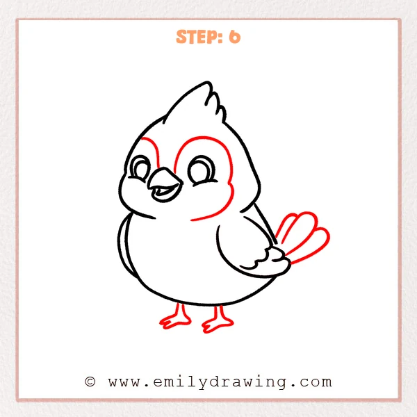 how to draw a cardinal - Step 6