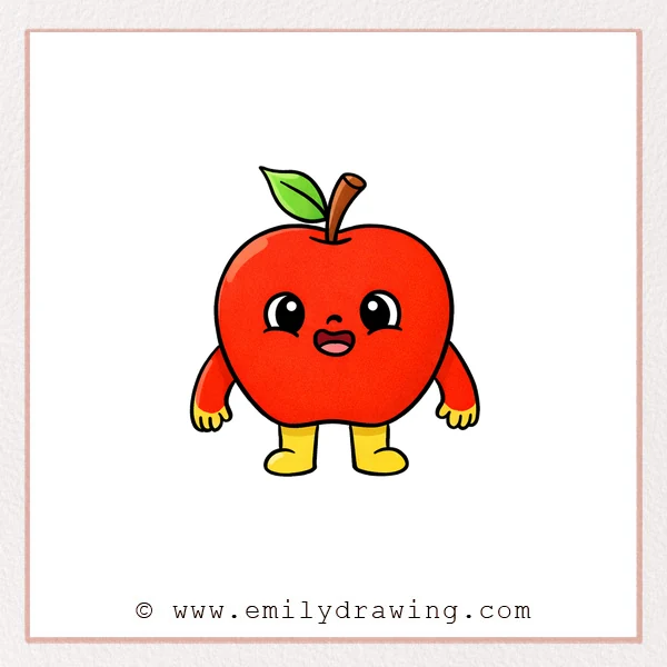 How to Draw a Cartoon Apple - Emily Drawing