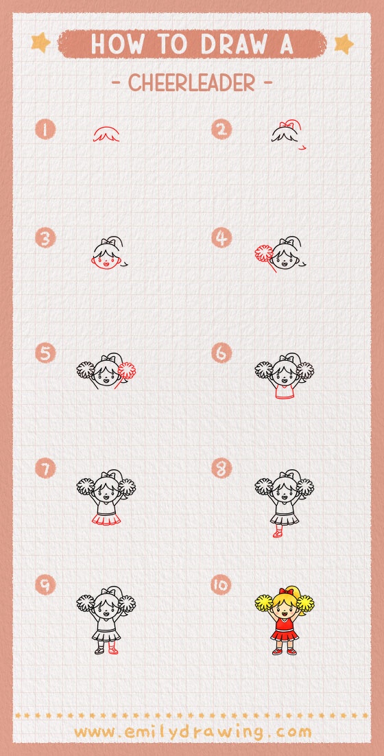 how to draw a cheerleader pinterest pin