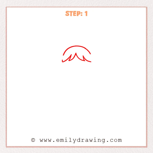how to draw a cheerleader - Early sketch of a cheerleader’s head top with a curved hairline and three pointed bangs.