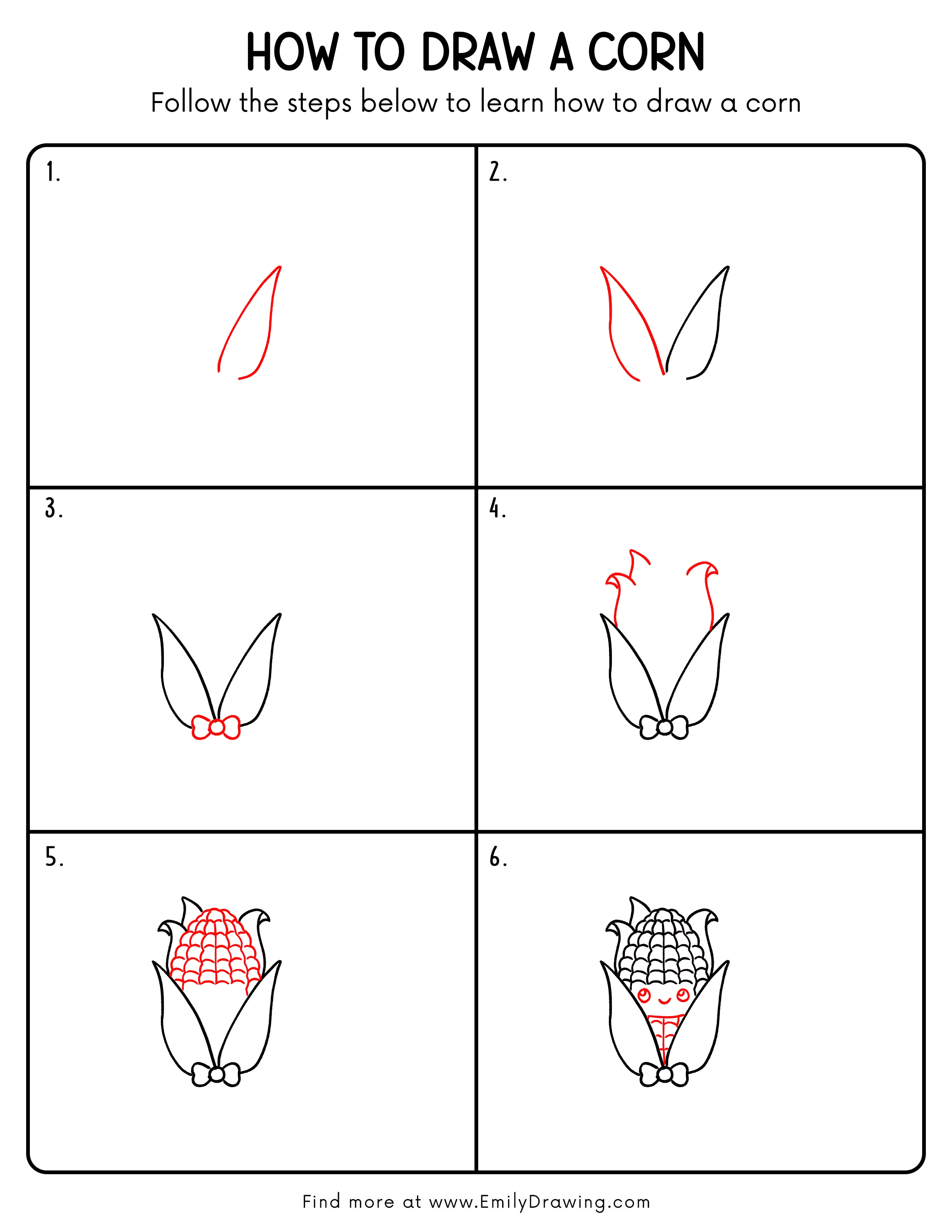 Printable Corn Drawing Guide