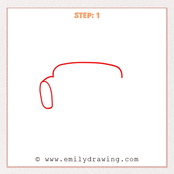 how to draw a couch - Simple couch outline with a rounded left armrest and a long curved top/back line.