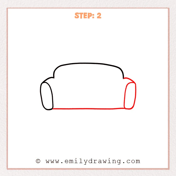 how to draw a couch - Couch outline updated with a matching right armrest and a straight bottom base line.
