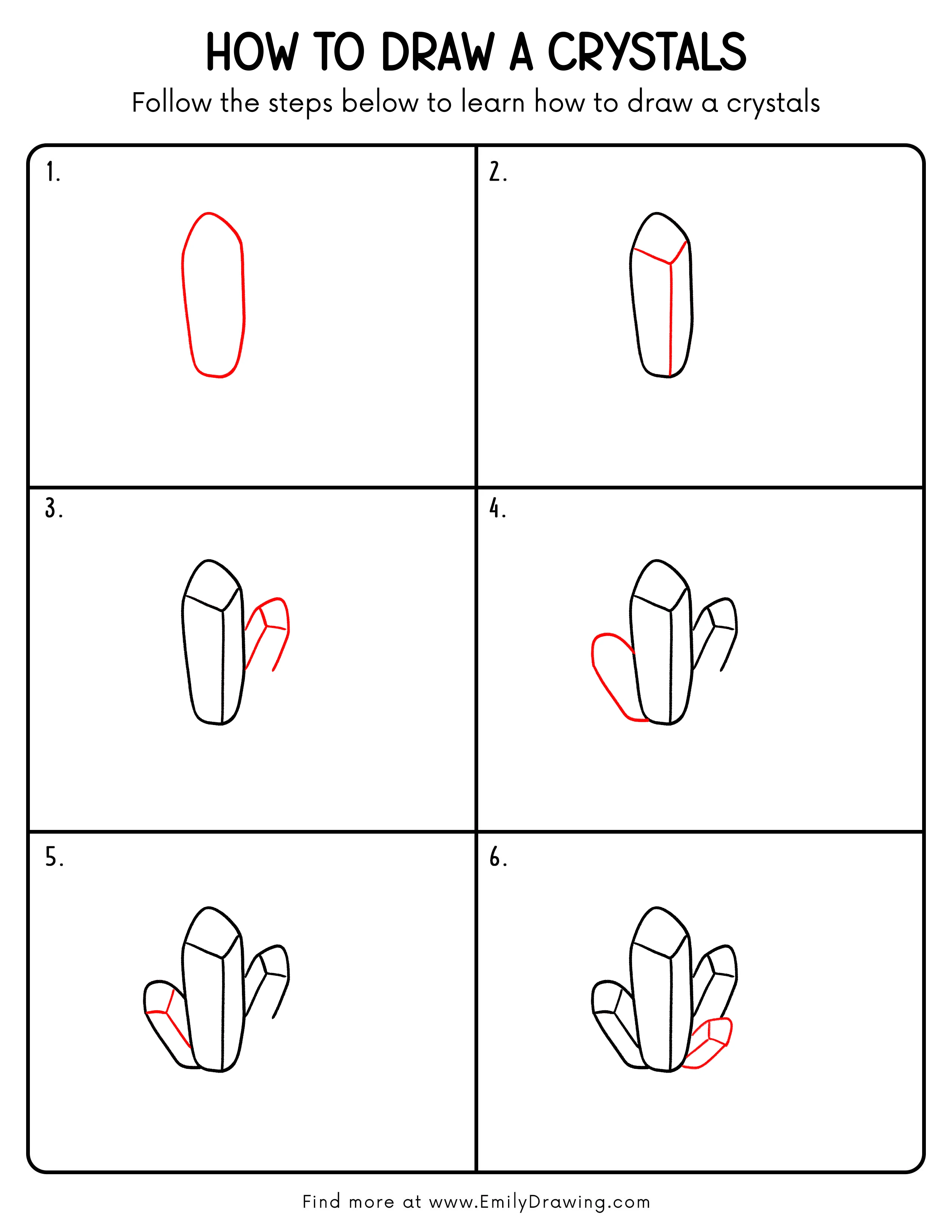 Printable Crystals Drawing Guide