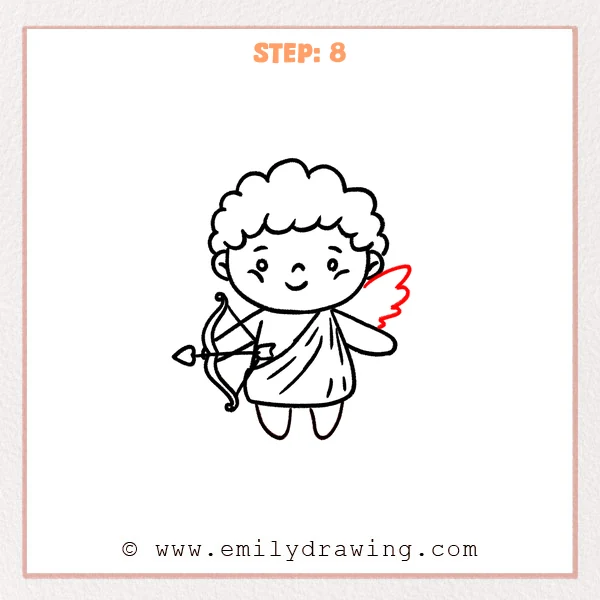 how to draw a cupid - Step 8