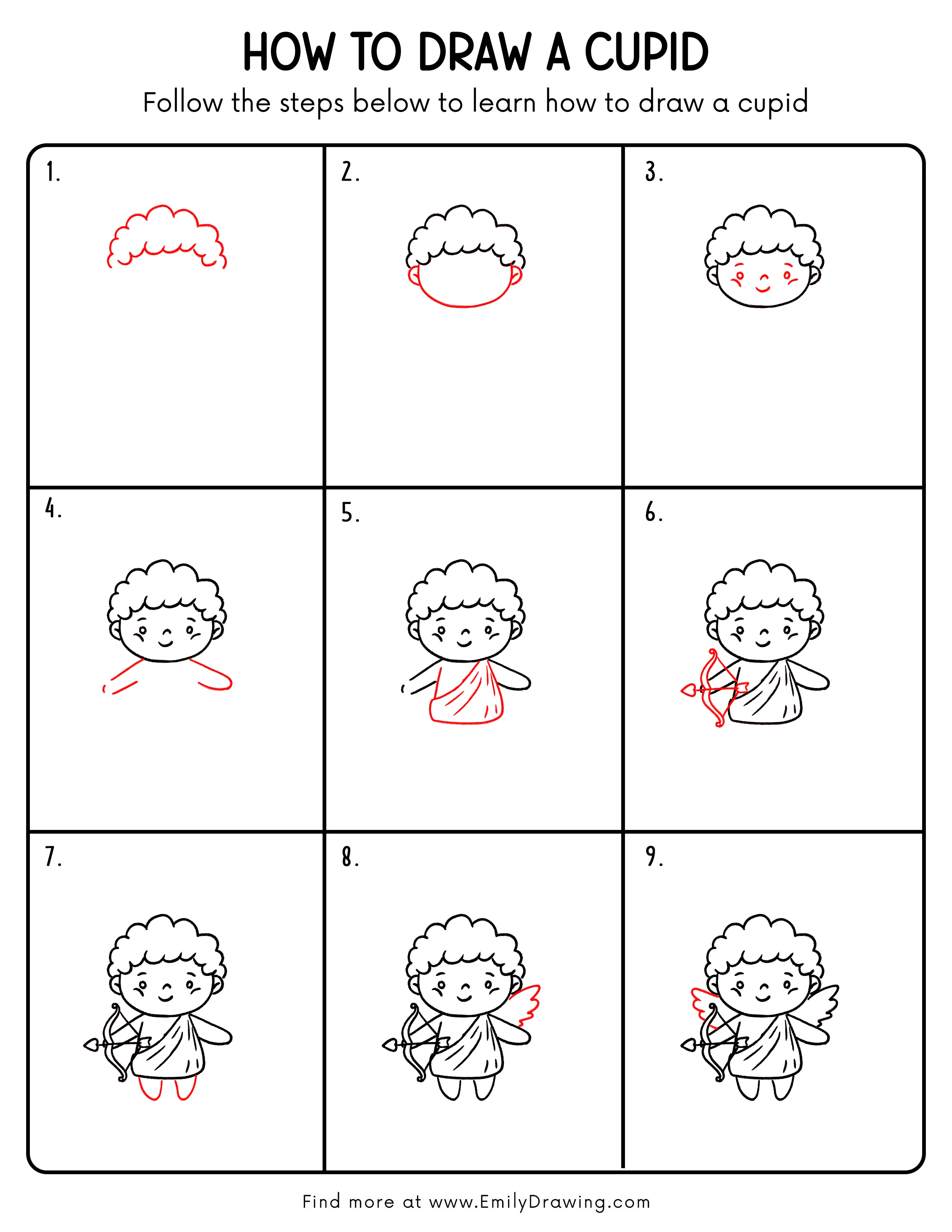 Printable Cupid Drawing Guide