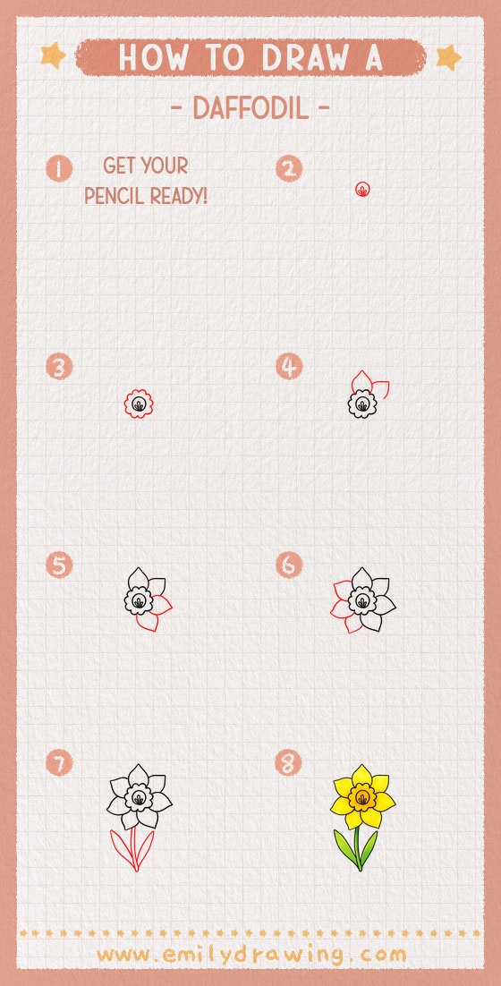 how to draw a daffodil pinterest pin