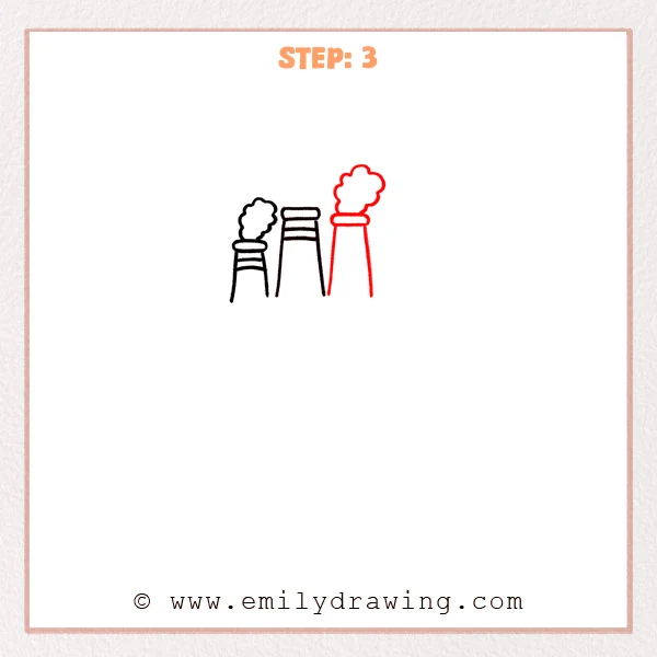 how to draw a factory - The third stage adds another tall chimney with a larger smoke cloud above it.