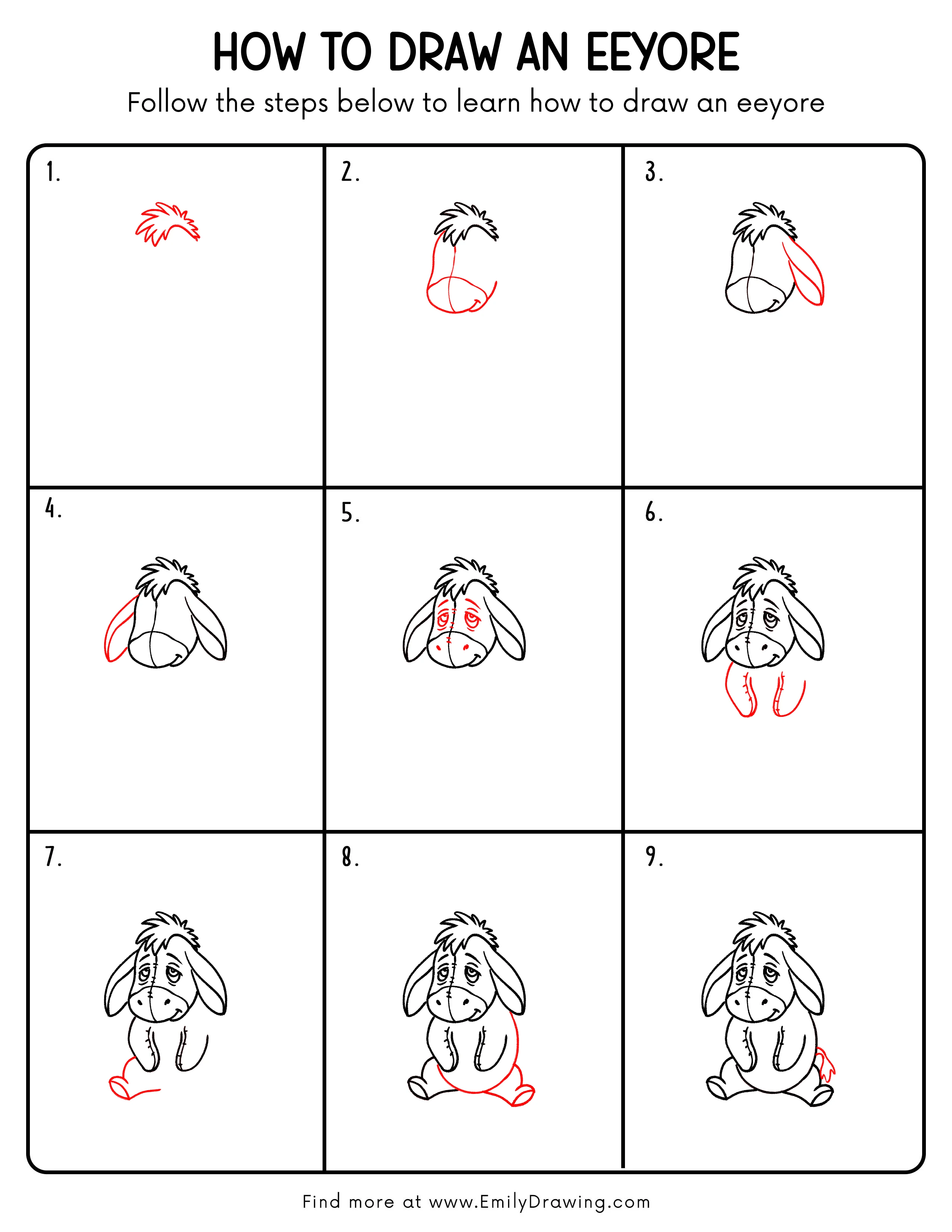 Printable Eeyore Drawing Guide