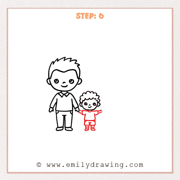 how to draw a family - Step 6