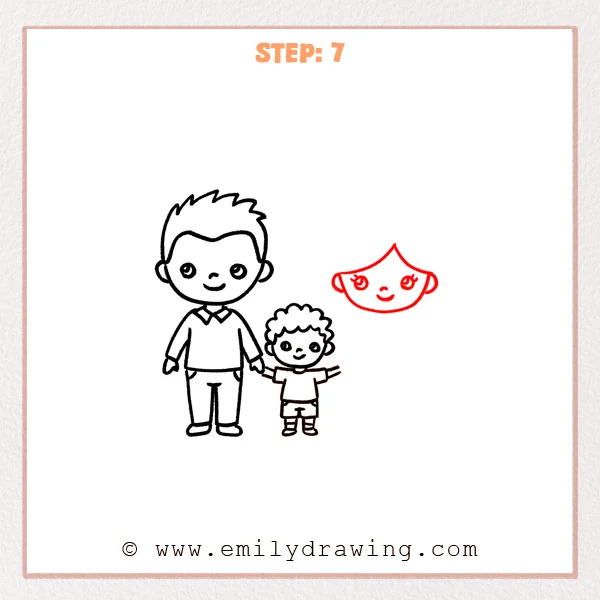 how to draw a family - Step 7