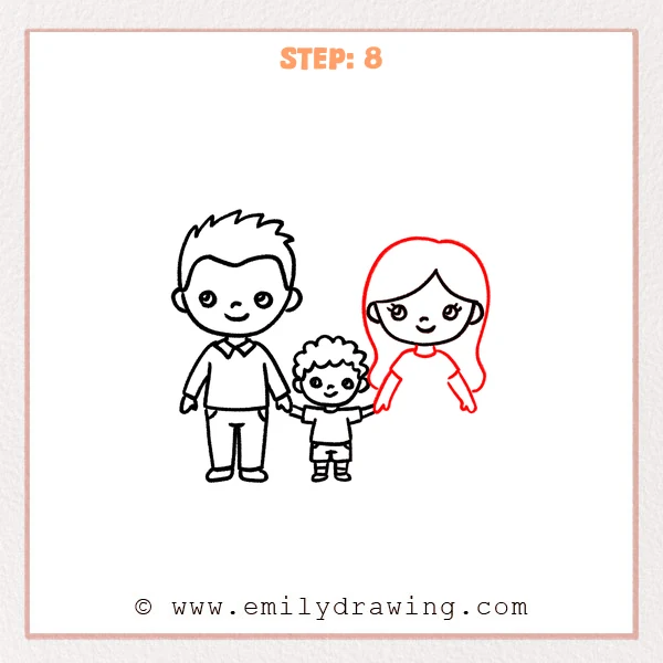 how to draw a family - Step 8
