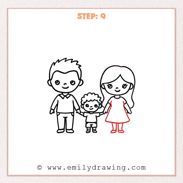 how to draw a family - Step 9