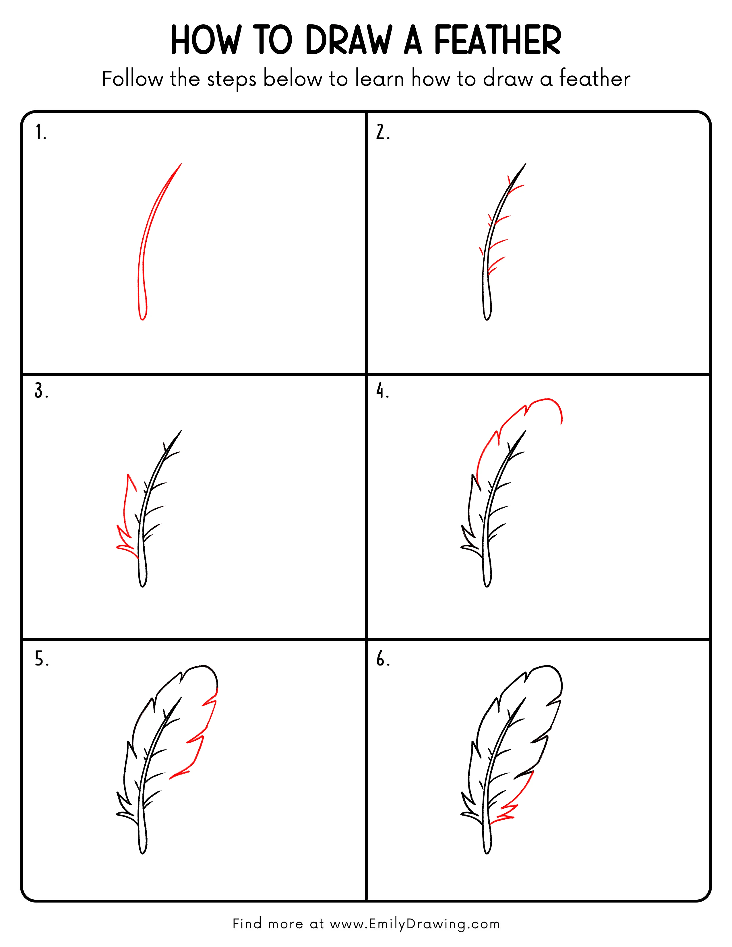 Printable Feather Drawing Guide