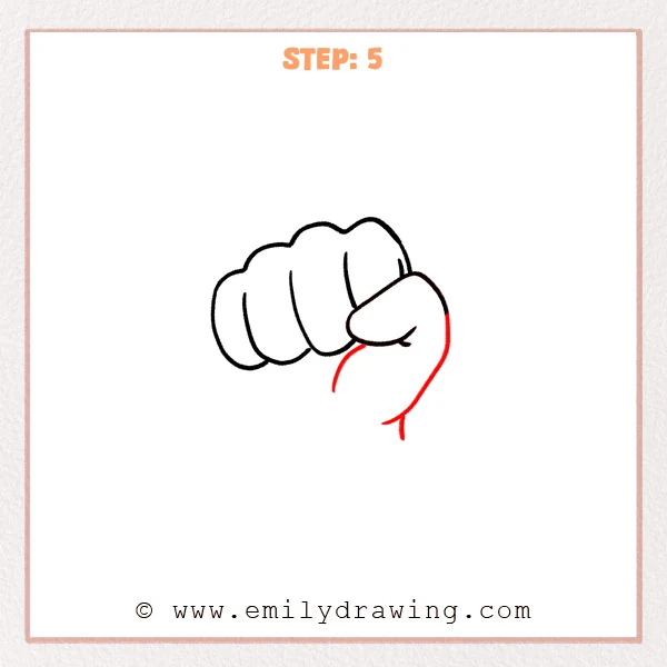 how to draw a fist - Fist drawing with the thumb in front and new lower palm and wrist lines added beneath it.