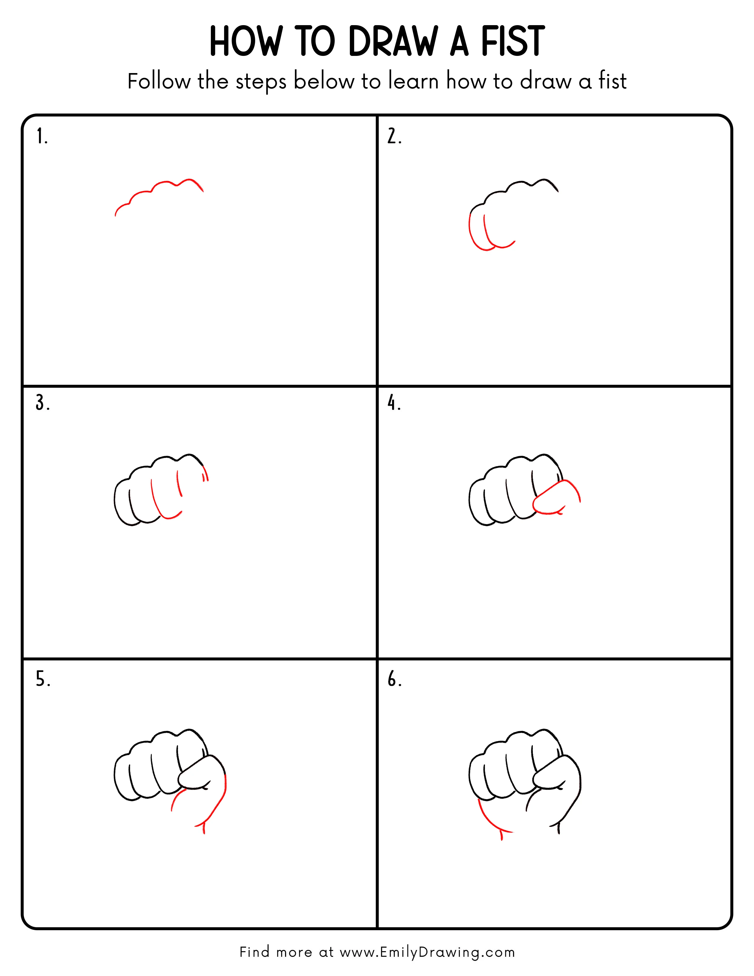 Printable Fist Drawing Guide