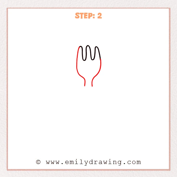 how to draw a fork - Step 2