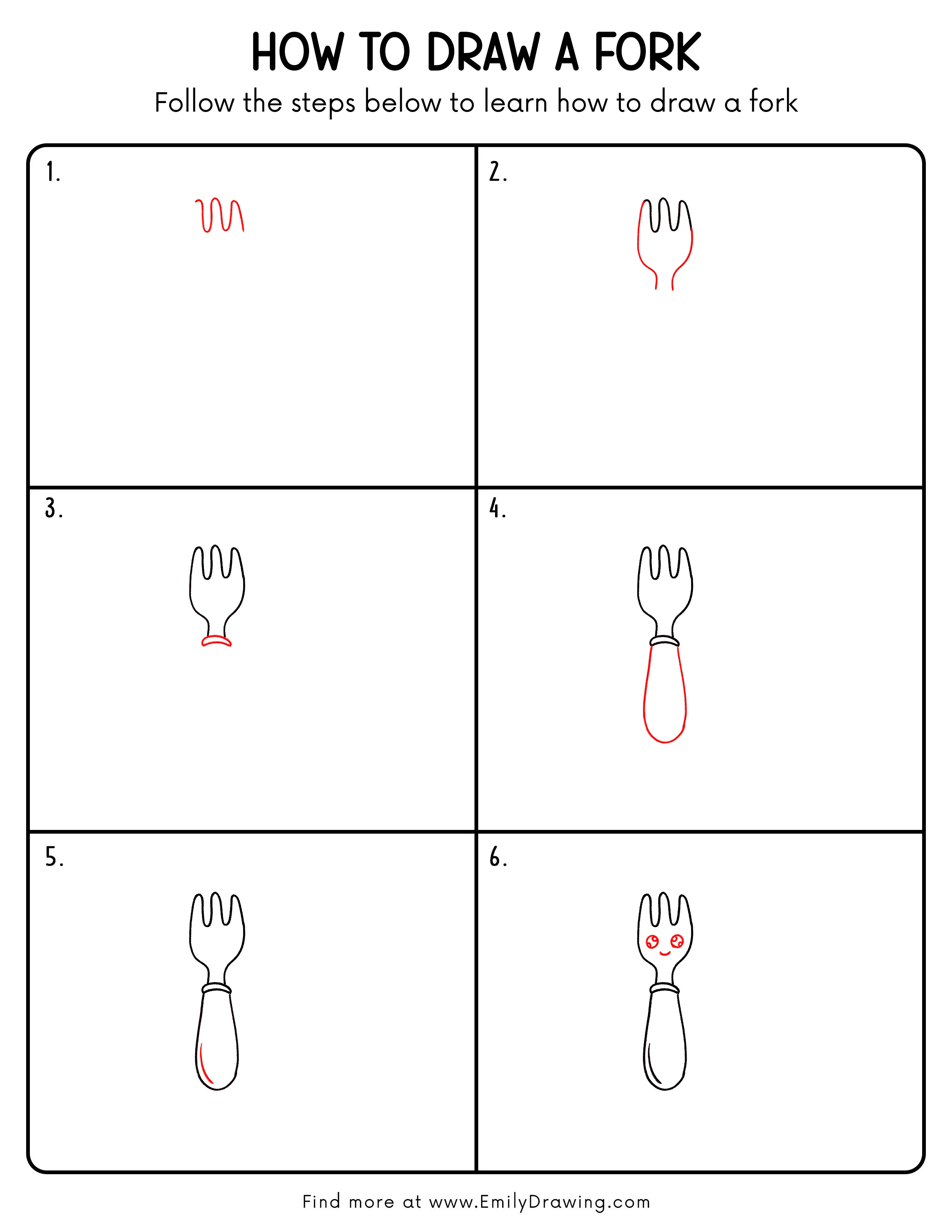Printable Fork Drawing Guide
