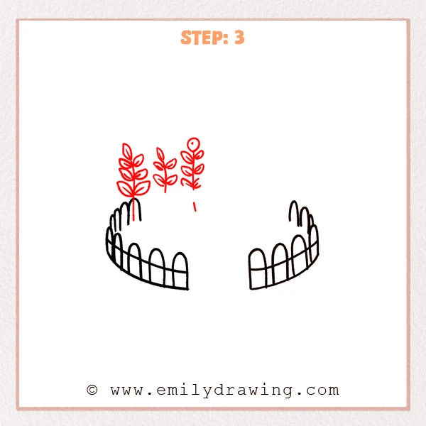 how to draw a garden - Step 3