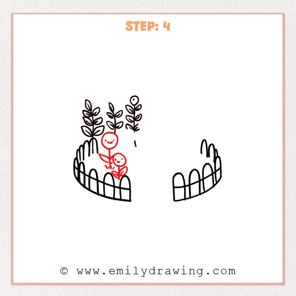 how to draw a garden - Step 4